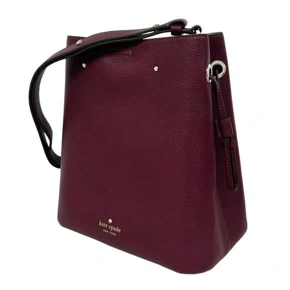 Kate Spade Marti Large Bucket Bag Shoulder Bag Deep Berry Pebbled Leather - Picture 4 of 7
